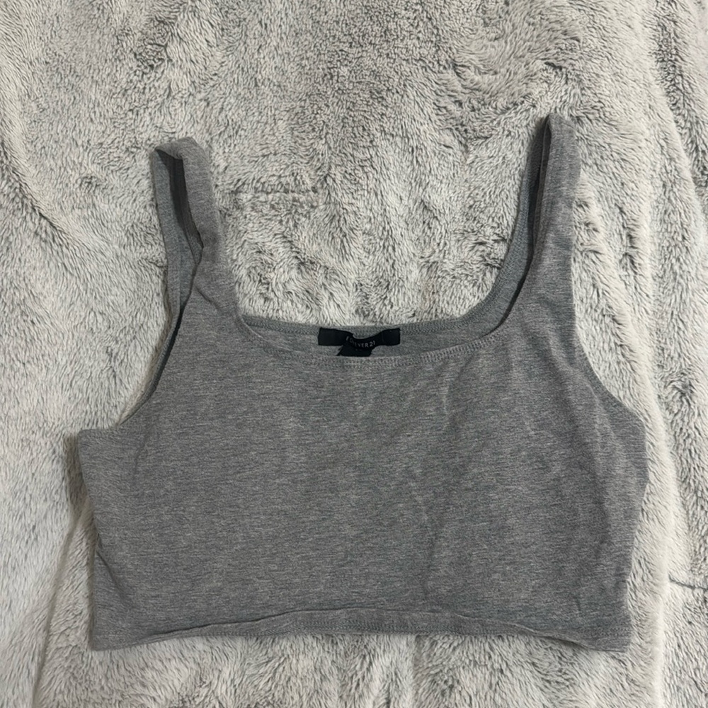 F21 Gray Cropped Tank Top